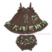 Brown Camouflage Swing Top Brown Bow & 1st Camouflage Birthday Number matching Panties Bloomers SP29